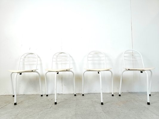 Postmodern Tripod Dining Chairs, 1980s, Set of 4-IRH-1811351