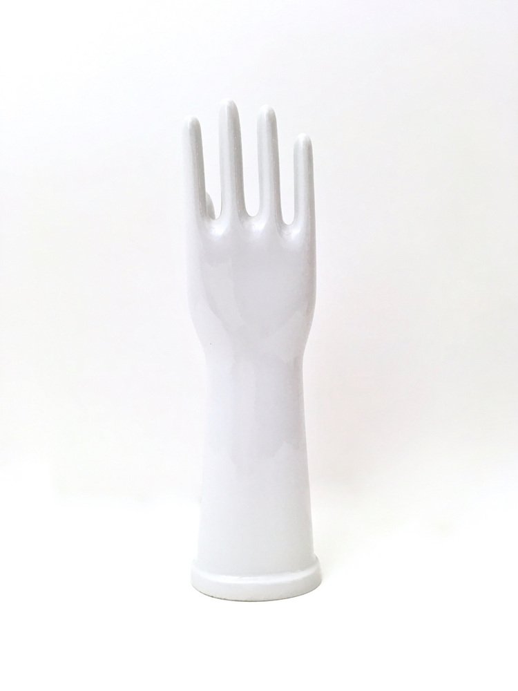 Postmodern White Glazed Porcelain Glove Mold from Rosenthal, 1970s