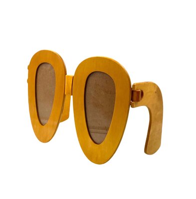 Postmodern Wooden Glasses Shaped Double Photo Frame, Italy, 1980s-TXN-2033923