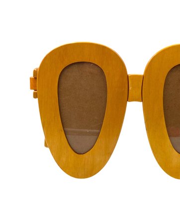 Postmodern Wooden Glasses Shaped Double Photo Frame, Italy, 1980s-TXN-2033923