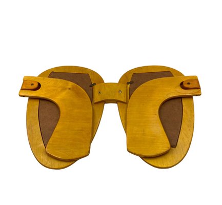 Postmodern Wooden Glasses Shaped Double Photo Frame, Italy, 1980s-TXN-2033923