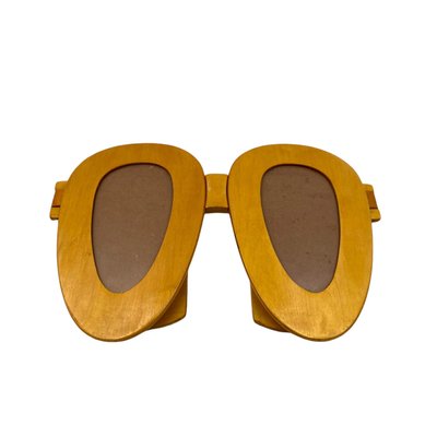 Postmodern Wooden Glasses Shaped Double Photo Frame, Italy, 1980s-TXN-2033923