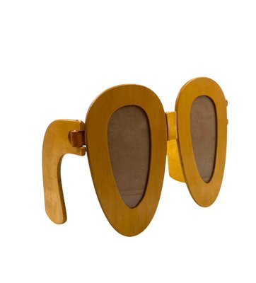 Postmodern Wooden Glasses Shaped Double Photo Frame, Italy, 1980s-TXN-2033923