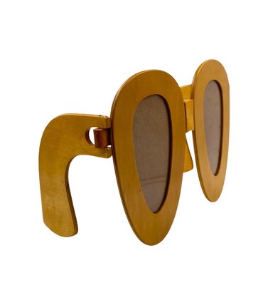 Postmodern Wooden Glasses Shaped Double Photo Frame, Italy, 1980s-TXN-2033923