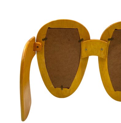 Postmodern Wooden Glasses Shaped Double Photo Frame, Italy, 1980s-TXN-2033923