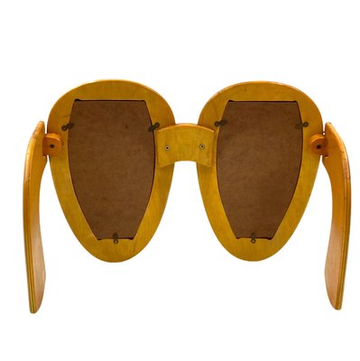 Postmodern Wooden Glasses Shaped Double Photo Frame, Italy, 1980s-TXN-2033923