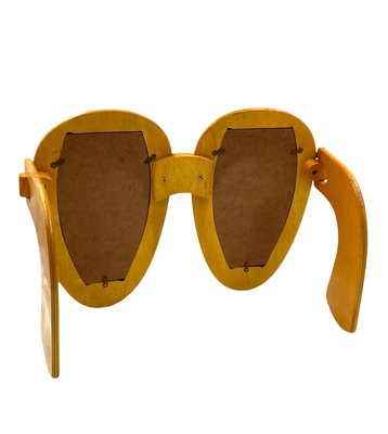 Postmodern Wooden Glasses Shaped Double Photo Frame, Italy, 1980s-TXN-2033923