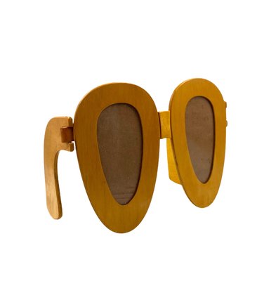 Postmodern Wooden Glasses Shaped Double Photo Frame, Italy, 1980s-TXN-2033923