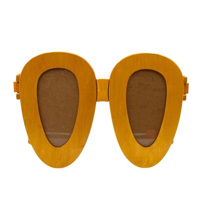 Postmodern Wooden Glasses Shaped Double Photo Frame, Italy, 1980s-TXN-2033923