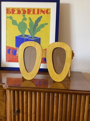 Postmodern Wooden Glasses Shaped Double Photo Frame, Italy, 1980s-TXN-2033923