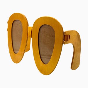 Postmodern Wooden Glasses Shaped Double Photo Frame, Italy, 1980s-TXN-2033923