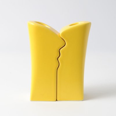 Postmodern Yellow Ceramic Candle Holders from ASA, 1980s, Set of 2-IXK-1818006