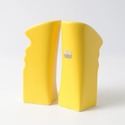 Postmodern Yellow Ceramic Candle Holders from ASA, 1980s, Set of 2-IXK-1818006