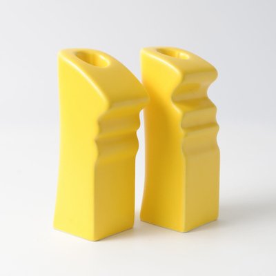 Postmodern Yellow Ceramic Candle Holders from ASA, 1980s, Set of 2-IXK-1818006