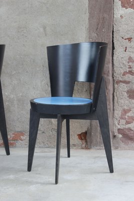 Postmodernist Painted Wood Bistro Chairs, France, 1980s, Set of 6-WEQ-1150711