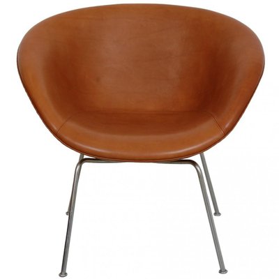 Pot Chair in Cognav Leather by Arne Jacobsen, 1980s-MTD-1769497