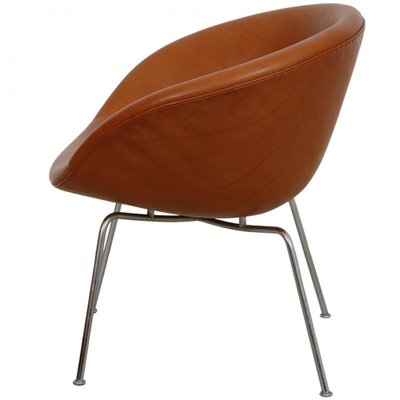 Pot Chair in Cognav Leather by Arne Jacobsen, 1980s-MTD-1769497