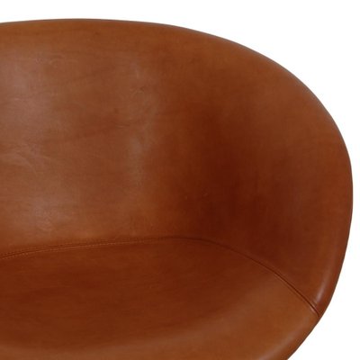 Pot Chair in Cognav Leather by Arne Jacobsen, 1980s-MTD-1769497