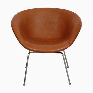 Pot Chair in Cognav Leather by Arne Jacobsen, 1980s-MTD-1769497