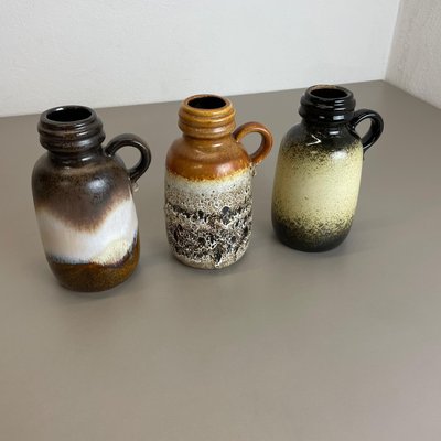 Pottery Fat Lava 413-20 Vases from Scheurich, 1970s, Germany, Set of 3-QZ-1151873