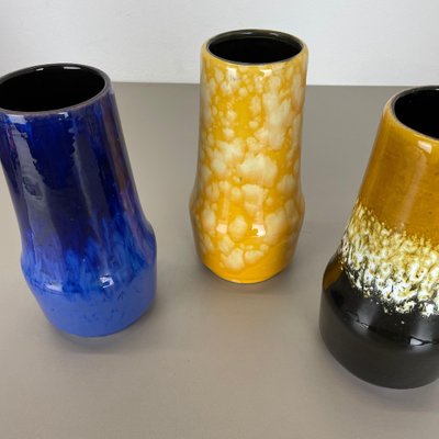 Pottery Fat Lava Supercolor Vases from Scheurich, Germany, 1970s, Set of 3-QZ-1298041