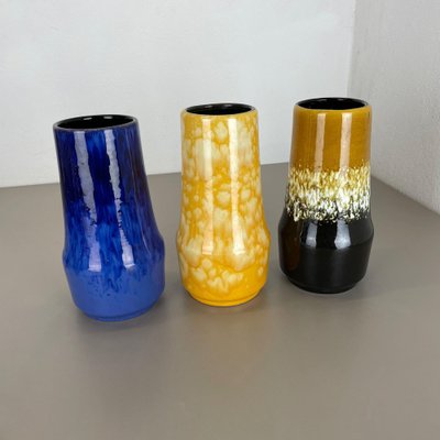 Pottery Fat Lava Supercolor Vases from Scheurich, Germany, 1970s, Set of 3-QZ-1298041