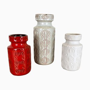 Pottery Fat Lava Vases from Scheurich, Germany, 1970s, Set of 3-QZ-1052889