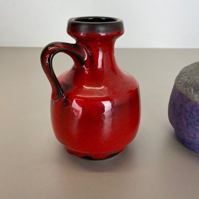 Pottery Fat Lava Vases in Purple-Red by Jopeko, Germany, 1970s, Set of 2-QZ-1159865