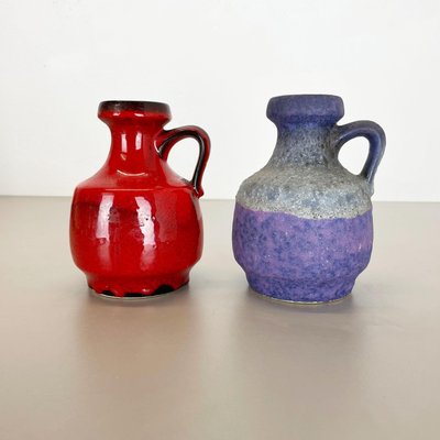 Pottery Fat Lava Vases in Purple-Red by Jopeko, Germany, 1970s, Set of 2-QZ-1159865