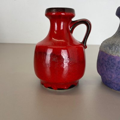 Pottery Fat Lava Vases in Purple-Red by Jopeko, Germany, 1970s, Set of 2-QZ-1159865