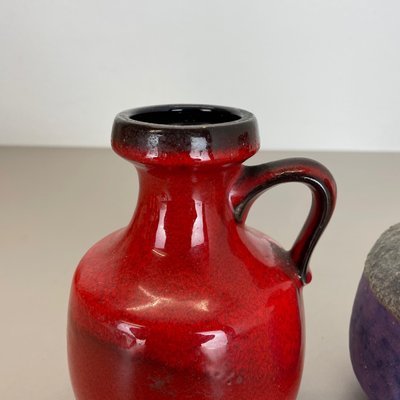 Pottery Fat Lava Vases in Purple-Red by Jopeko, Germany, 1970s, Set of 2-QZ-1159865