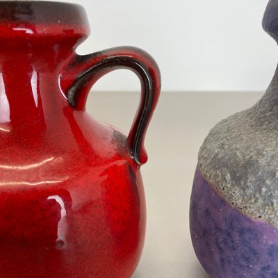 Pottery Fat Lava Vases in Purple-Red by Jopeko, Germany, 1970s, Set of 2-QZ-1159865