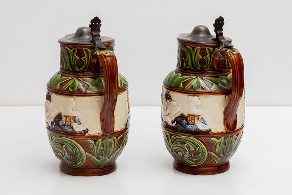 Pottery Jugs from Imperiale Royale, NIMY, Belgium, Set of 2-KL-1252130