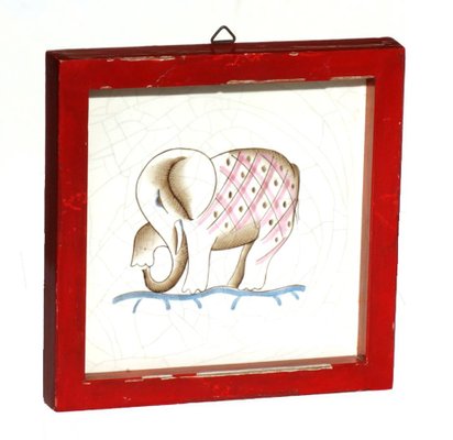 Pottery Tiles with Red Frames by Giovanni Gariboldi for Richard Ginori San Cristoforo, 1930s, Set of 2-KGD-742029