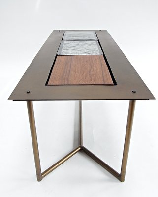 Powder Coat, Glass & Teakwood Inlay Coffee Table by Lambert for Gunter Lambert, 2010s-EP-1755927