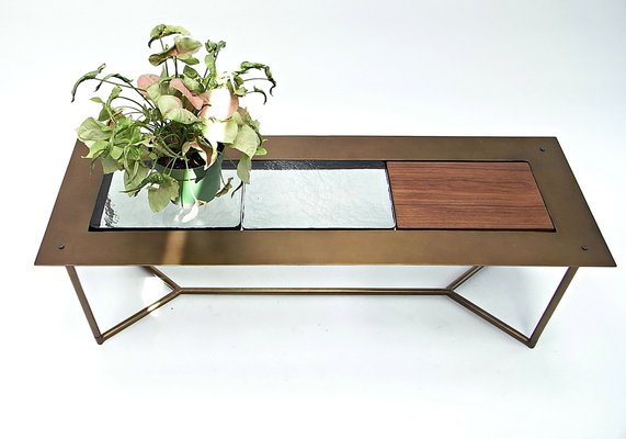 Powder Coat, Glass & Teakwood Inlay Coffee Table by Lambert for Gunter Lambert, 2010s-EP-1755927