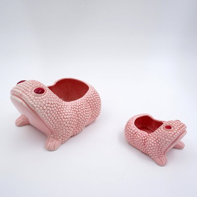 Powder Pink Frog Planters attributed to Jean Roger, Set of 2-NYF-2018887