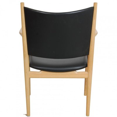 Pp-513 Armchair in Oak and Black Leather by Hans Wegner, 1990s-MTD-1805040