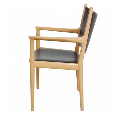 Pp-513 Armchair in Oak and Black Leather by Hans Wegner, 1990s-MTD-1805040