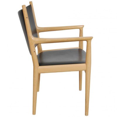 Pp-513 Armchair in Oak and Black Leather by Hans Wegner, 1990s-MTD-1805040