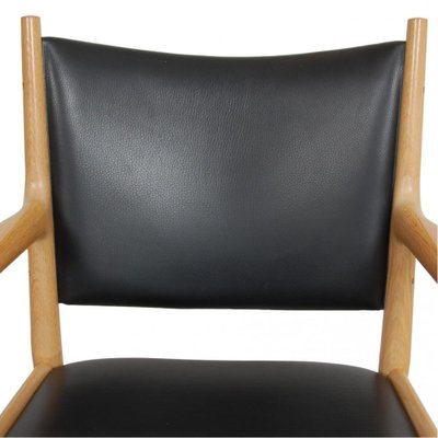 Pp-513 Armchair in Oak and Black Leather by Hans Wegner, 1990s-MTD-1805040