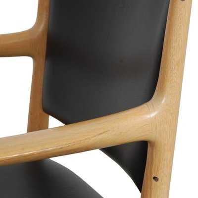 Pp-513 Armchair in Oak and Black Leather by Hans Wegner, 1990s-MTD-1805040