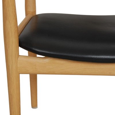 Pp-513 Armchair in Oak and Black Leather by Hans Wegner, 1990s-MTD-1805040