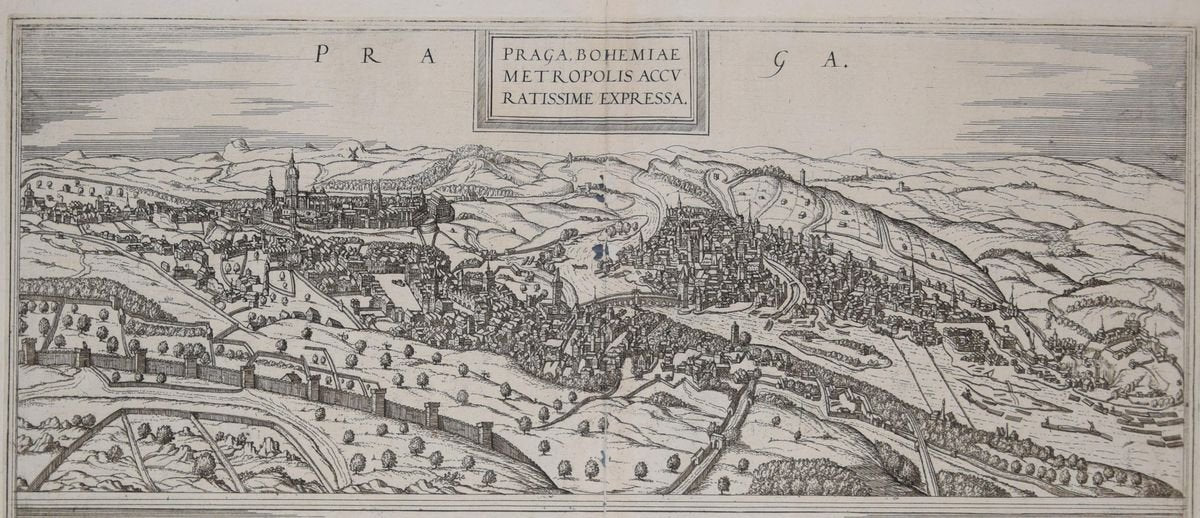 Prague and Egra, Antique Map from ''Civitates Orbis Terrarum'' 1572-1617