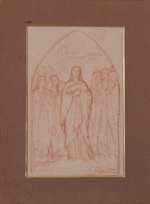 Pre-Raphaelite Drawing, 1890s, Sanguine on Paper-AOI-1311598