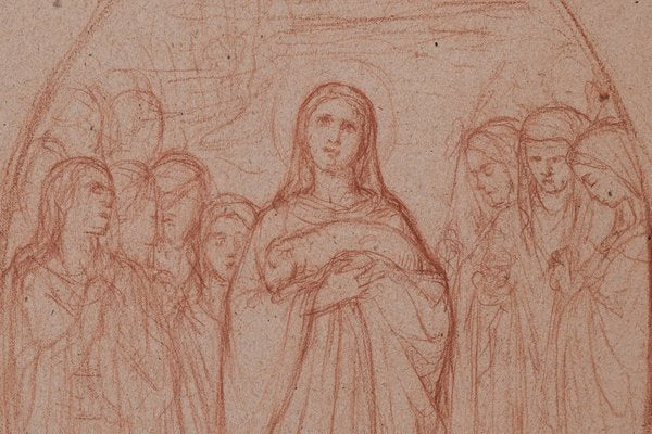 Pre-Raphaelite Drawing, 1890s, Sanguine on Paper-AOI-1311598