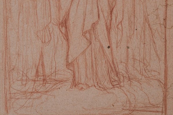 Pre-Raphaelite Drawing, 1890s, Sanguine on Paper-AOI-1311598