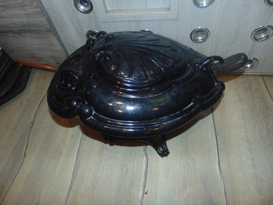 Pre-War Enameled Cast Iron and Brass Coal Stove-CAQ-1107567