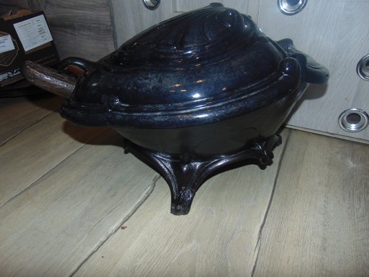 Pre-War Enameled Cast Iron and Brass Coal Stove-CAQ-1107567