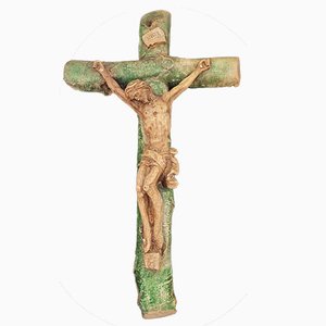 Pre-War Hanging Cross in Plaster, 1920s-CAQ-1769727